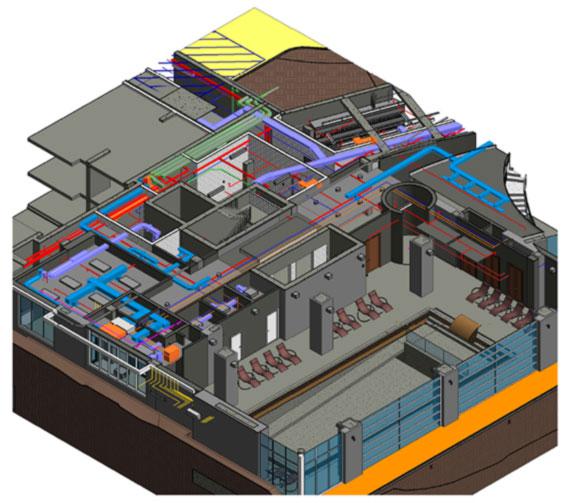 Isometric View of Internal Systems Depicted in BIM